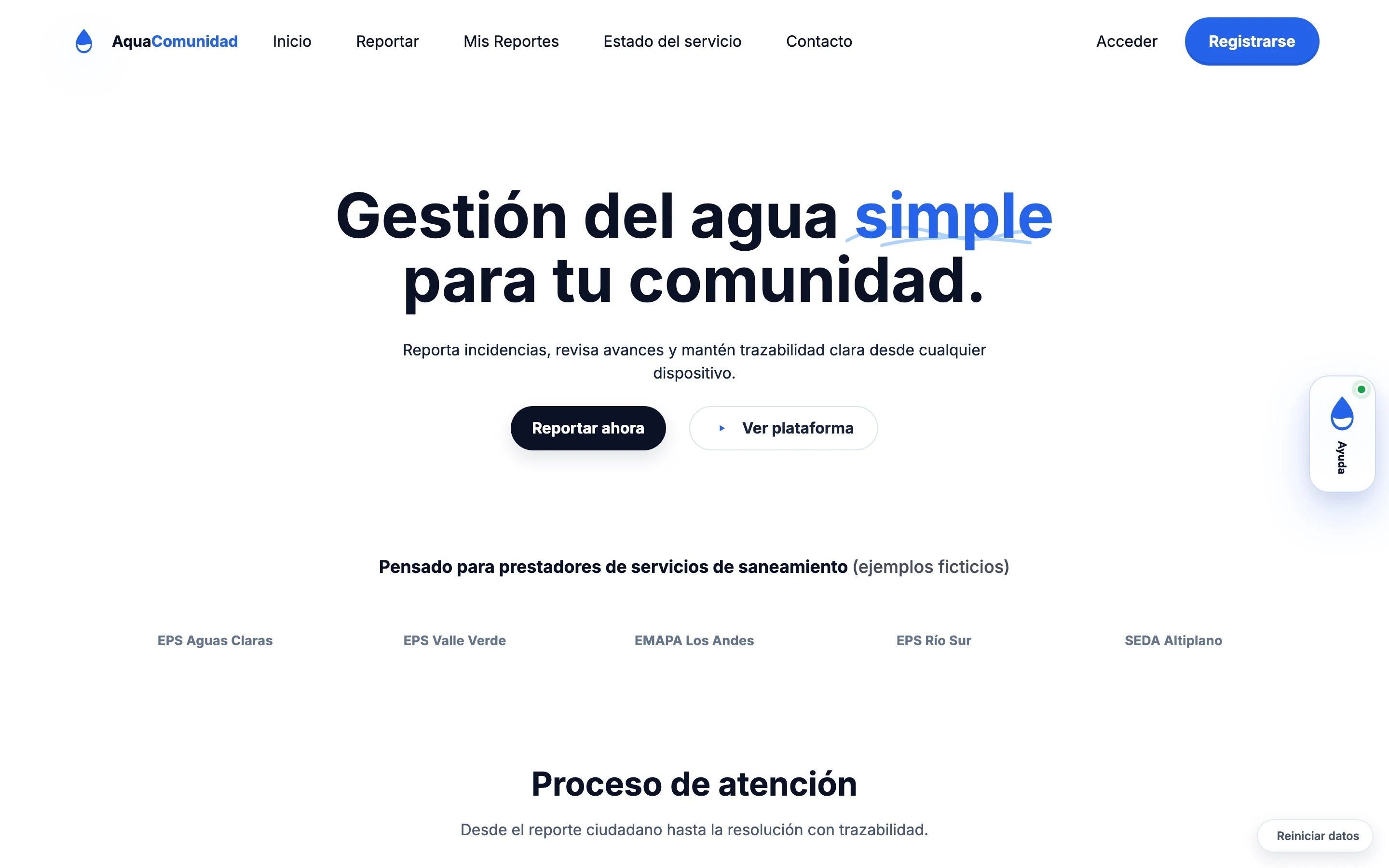 Panel administrativo con gráficos de reportes por mes, por estado, por zona y por categoría de incidencia.